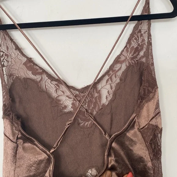 By Anthropologie Satin Lace Midi Pajama Dress - Picture 8 of 8